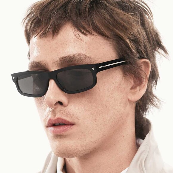 Prada PRB11S Sunglasses – Black Rectangle Frame Grey Crystal | Model 16K731 - Picture 11 of 11